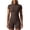 Brown, variant on Athletic Rompers for Women Mock Neck Zip Up Workout Gym Summer Rompers Short Sleeve Slim Fit Sports Yoga Bodysuit Shorts Red L
