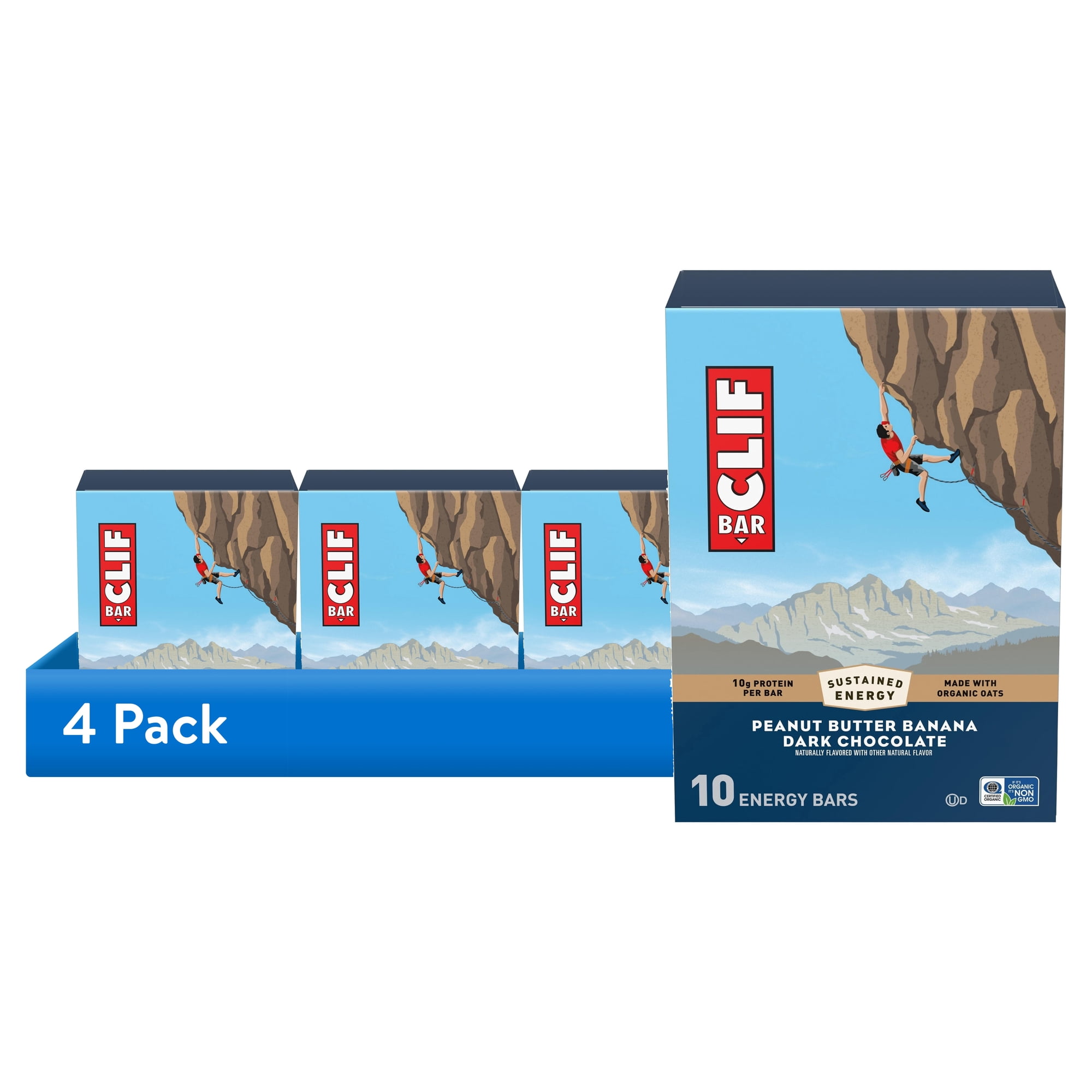 (4 pack) CLIF BAR Energy Protein Bars, Peanut Butter Banana with Dark Chocolate, 10ct