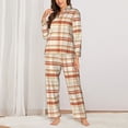 thumbnail image 2 of Sigee Minimalist plaid for Women’s Pajama Sets Long-Sleeved Pjs Sets for Women 2 piece Sleepwear-Small, 2 of 7