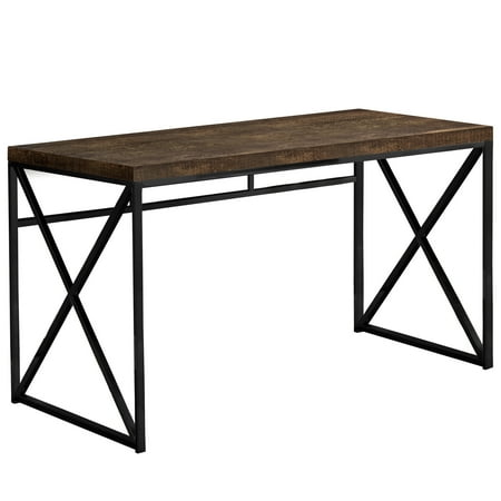 Idabel Modern Desk With Glass Top Wood Dark Brown Baxton Studio