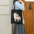 thumbnail image 5 of COMIO Cute Hungry Unicorn Munching on Yummy Donut Portable Tote Bag 2 Pcs Canvas Tote Bags with Zipper Black, 5 of 8