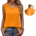 thumbnail image 7 of Fnhpitd Cotton-Linen Blend Tank Tops for Women Summer 2026 Casual Plus Size Sleeveless Gauze Shirts Tank Tops Basic Summer Casual Crewneck Blouse Orange Size: S, 7 of 7