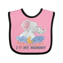 Inktastic I Love My Mommy Cute Elephants with Moon and Stars Boys or Girls Baby Bib
