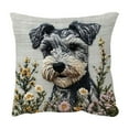 thumbnail image 5 of ​Schnauzer Pillow Cover Printed with Floral Decor, Realistic Dog Portrait with Wildflowers, Gray Background, Soft Decorative Throw Pillow for Pet Lovers Multicolor, 5 of 6