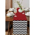 thumbnail image 2 of Black White Chevron Burlap Cotton Table Runner 13x36 Inches Short, Geometric Red Sea Wavy Striped Farmhouse Table Runners, Outdoor Dining Tablecloths Decor for Baby Shower/Party/Wedding, 2 of 6