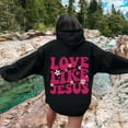 thumbnail image 2 of TrendOFT Christian Hoodies for Women Love Like Jesus Graphic Sweatshirt Bible Verse Religious Pullover Tops Black XL, 2 of 8