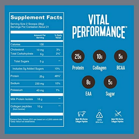 Vital Proteins Performance Protein Powder, Chocolate, 27.6 oz, Protein Supplement