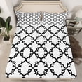 thumbnail image 2 of Manfei White Black Twin Sheet Sets,Modern Geometric Art Twin Fitted Sheet,Boho bohemian Flower Flat Sheet For Adults,Microfiber Bedroom Decor,3-Piece, 2 of 7