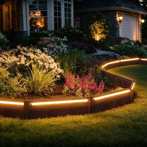 WATANIYA Dig-Free Garden Landscape Edging Border withh LED light,10 pack (Brown)