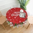 thumbnail image 3 of Merry Christmas Round Tablecloth 60 Inch Funny Santa Snowman Reindeer Table Cloth for Kitchen Dining Xmas Trees Winter Snowflakes Polyester Table Cover for Holiday New Year Picnic Decor, 3 of 6