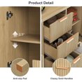 thumbnail image 6 of Marrber Oak Fluted Door 2 Door 3 Drawer Durable Sideboard Buffet Cabinet with Storage Adjustable Shelf, Console Tables, Credenzas for Living Room, Entryway Table, 6 of 7