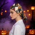 thumbnail image 5 of LNZGNM Halloween Women's Scrub Caps, Twist Knot Head Wrap, with Floral Applique, Stretchy and Easy for Everyday Style, Bad Hair Days, and Casual Wear,Khaki(One Size), 5 of 6