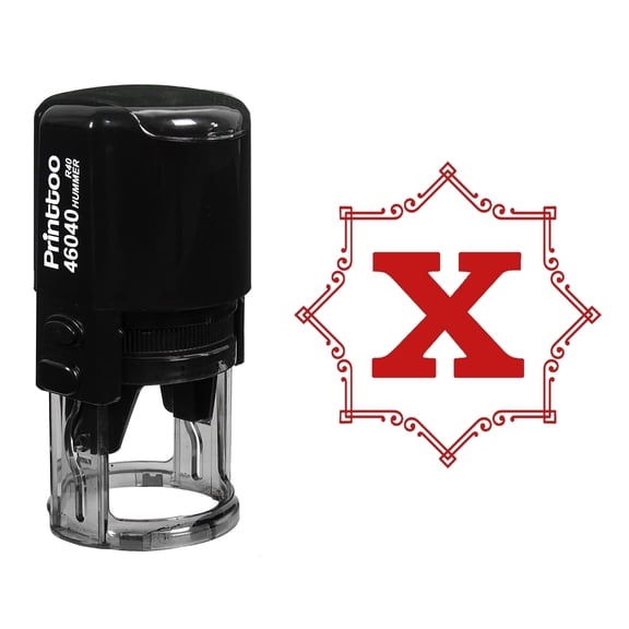 Printtoo Office Stationary Octagon Celtic Swirl Frame X Alphabet Monogram Initial R-40 Self Inking Rubber Stamp