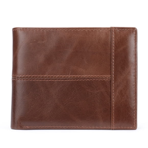 Cartera NIUCUNZH de piel para hombre, plegable, RFID, vertical, marrón