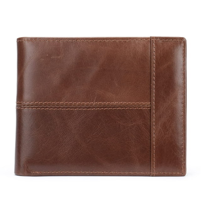 Cartera NIUCUNZH de piel para hombre, plegable, RFID, vertical, marrón