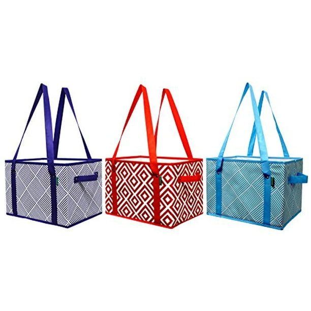 Earthwise Deluxe Collapsible Reusable Shopping Box Grocery Bag Set with
