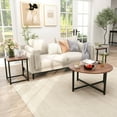 thumbnail image 4 of Costway 3 PCS Coffee Table Set Round Coffee Table and 2PCS Square End Tables Metal Frame Walnut, 4 of 10