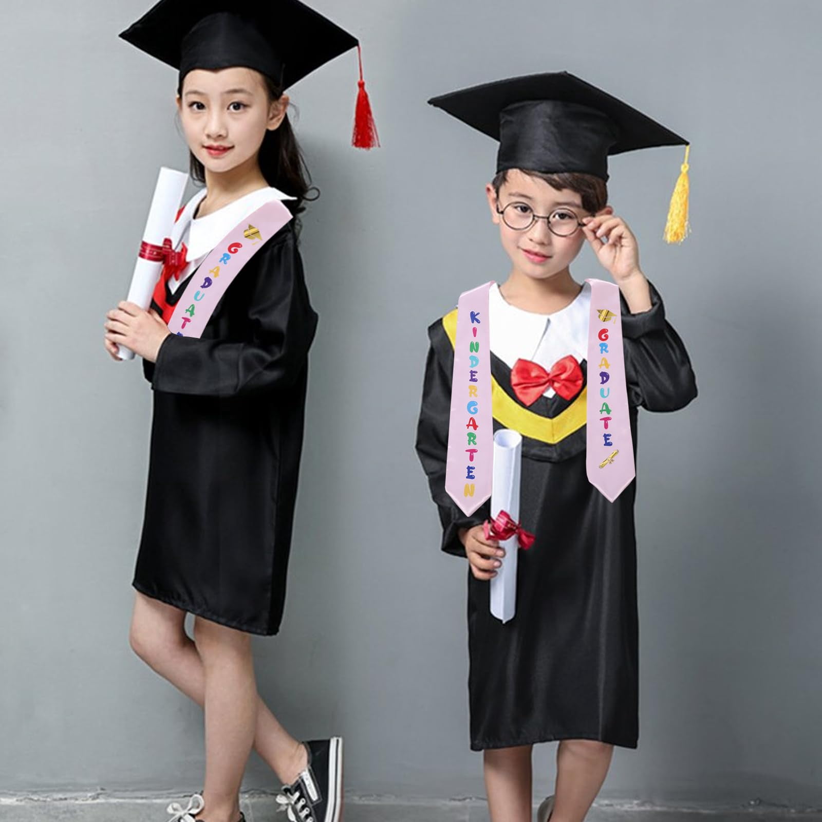 Kids Graduation Stole Sash Preschool Kindergarten Printed 40'' Long for Boys and Girls, Pink