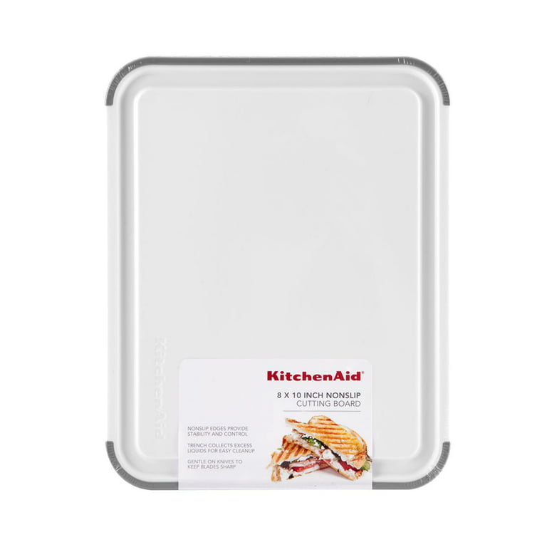 KitchenAid Classic Nonslip Plastic Cutting Board, 8x10-Inch, White