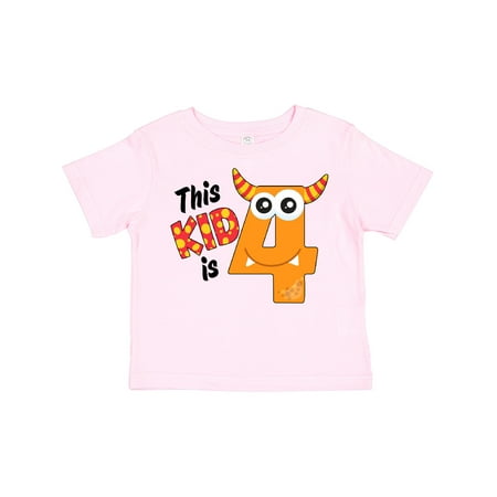 

Inktastic This Kid is Four- Monster Fourth Birthday Gift Toddler Boy or Toddler Girl T-Shirt