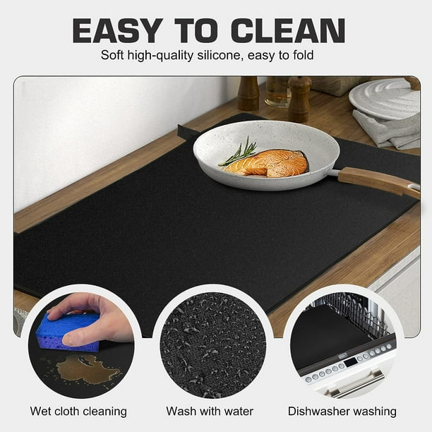 Tapis pour Plaques à Induction 61,5x53cm, Couvre Plaque, Couverture de  Table de Cuisson Électrique, Tapis de Protection pour Poêle en Verre avec  Revêtement Antidérapant 