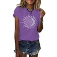 thumbnail image 2 of Langwyqu Short Sleeve Moon Printed Women Casual T-Shirt Summer Female Tops, 2 of 3