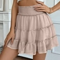 thumbnail image 2 of QHFBli Womens High Waist Ruffle Flowy Mini Skirts Stretchy Waist Solid Lined Layered Pleated Casual Beach Short Skirt, 2 of 6