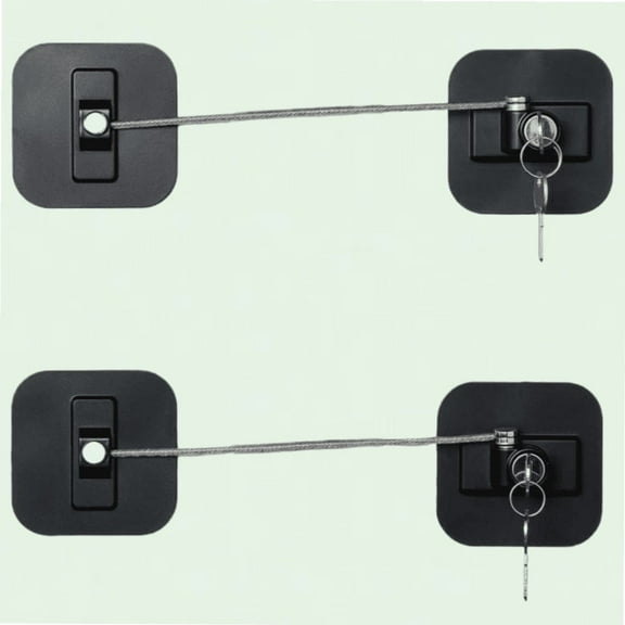 2 Pack Fridge Lock with Keys, Child Safety Cabinet Lock - Black