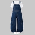 thumbnail image 2 of Miluxas Boys Denim Bib Overalls with Adjustable Straps and Convenient Tool Pockets Blue 7-8Years, 2 of 9
