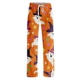 thumbnail image 5 of KDDYLITQ Pajamas for Women Halloween Skeleton Elastic Waist Stretchy Soft Drawstring Trousers Lightweight Skull Halloween Pj Pants Yellow S, 5 of 6