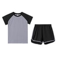 thumbnail image 5 of HAOTAGS Girls Athletic Outfit Sets,Solid Sport Tee School Uniform Breathable Shorts Quick-Dry 2-Piece Outfit Gray 5-6T, 5 of 6