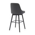 thumbnail image 3 of Sean 30 Inch Barstool Chair - Parson Style - Swivel - Gray Faux Leather - Black, 3 of 6