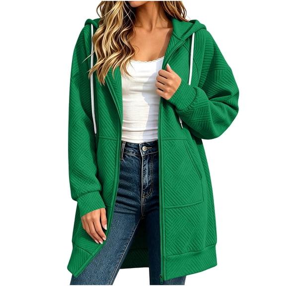 Zip Up Hoodie for Women Oversized Long Sleeve Sweatshirt Casual Fall Winter 2026 Track Jacket with Pocket