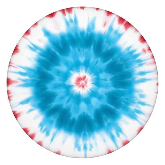 Red Blue Tie Dye Spiral Round Fitted Tablecloth with Elastic Edge,Dining Table Cover Waterproof,Outdoor Round Tablecloth for Camping,Dining,Indoor and Outdoor