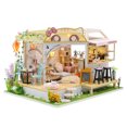 thumbnail image 2 of Casa de muñecas pequeña hecha a mano con luz para niños Ehuebsd casa de muñecas pequeña con Gato café regalo de cumpleaños, 2 of 9