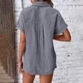 thumbnail image 3 of FAIWAD Shirts for Women Short Sleeve Lapel Collar Button Down Shirts Dressy Casual Loose Textured Work Blouses, 3 of 7