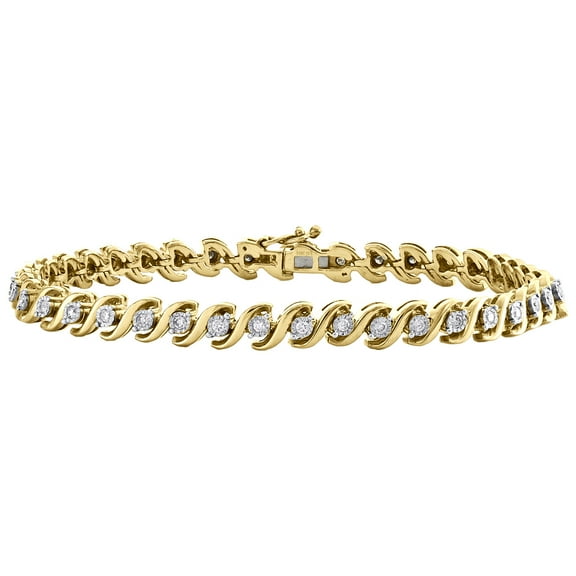 10K Yellow Gold Diamond S-Link Tennis Statement Bracelet 7" | 5.50mm | 1/2 CT.