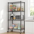 thumbnail image 2 of Legooin 30"x14"x72" Kitchen Storage Rack Wire Shelving Unit on Wheels Height Adjustable Metal Shelf for Pantry Office, Black, 2 of 8