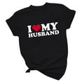 thumbnail image 7 of Fesfesfes T Shirt Pack I love my husband Womens Work Tops Girls Short Sleeve Out Blouse Valentine's Day Letter Print Gift Shirt T-Shirt Tops Womens Turtleneck Bodysuit 6(M), 7 of 7