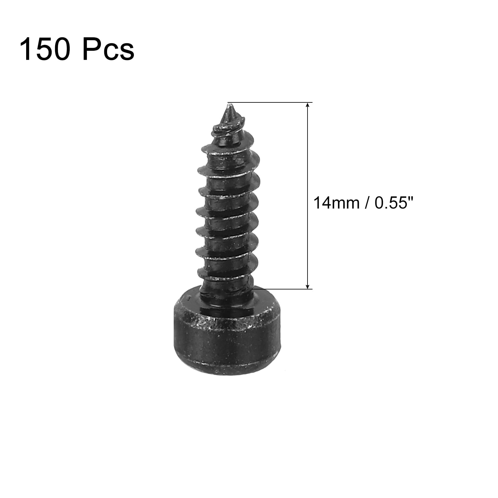 Hex Socket Head Self-Tapping Screw, 150Pack M4x14mm 304 Stainless Steel Black