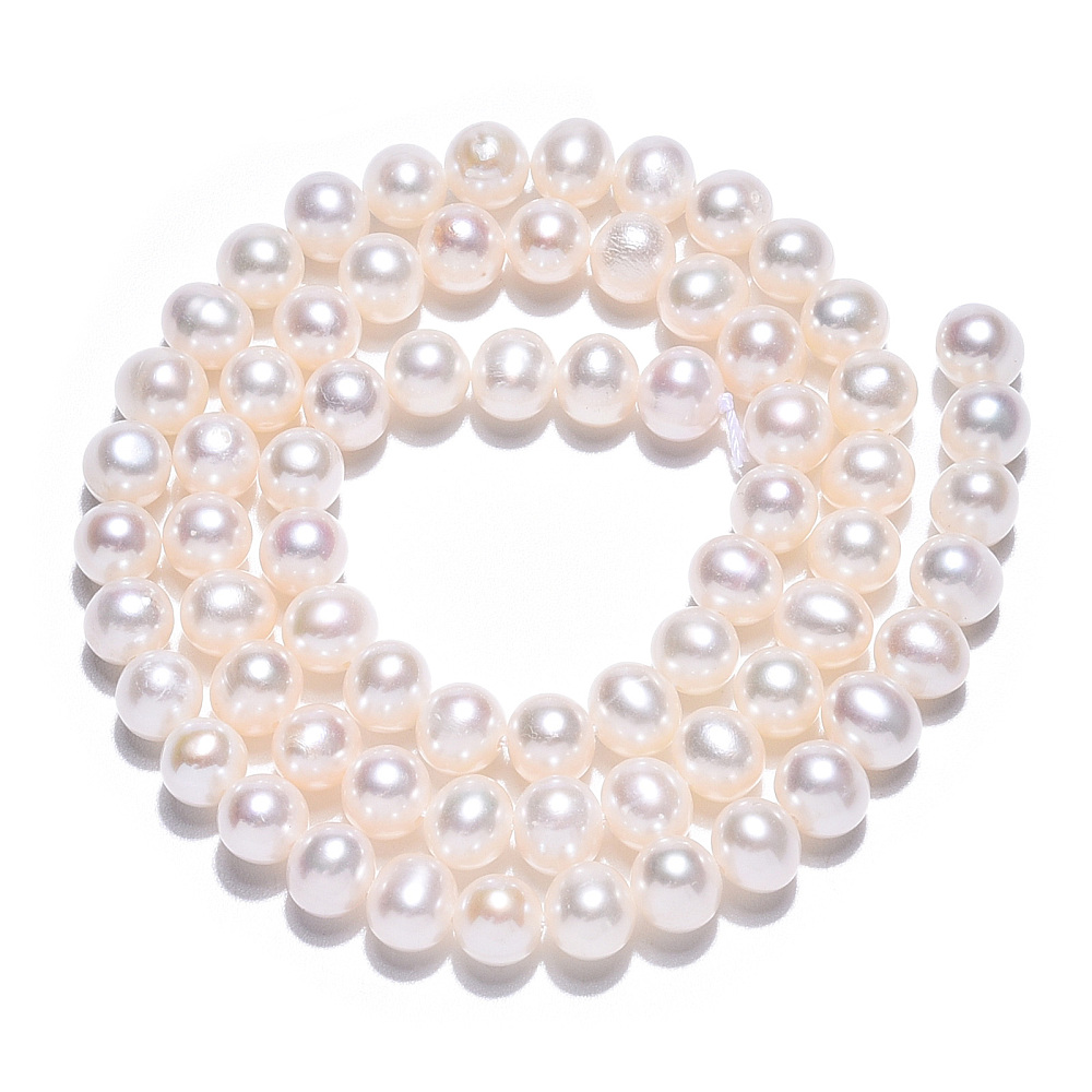 Natural Cultured Freshwater Pearl Beads Strands Round Creamy White 5.5~7mm Hole: 0.5mm about 60~69pcs/strand 14.65 inch~15.63 inch(37.2~39.7cm) DIY
