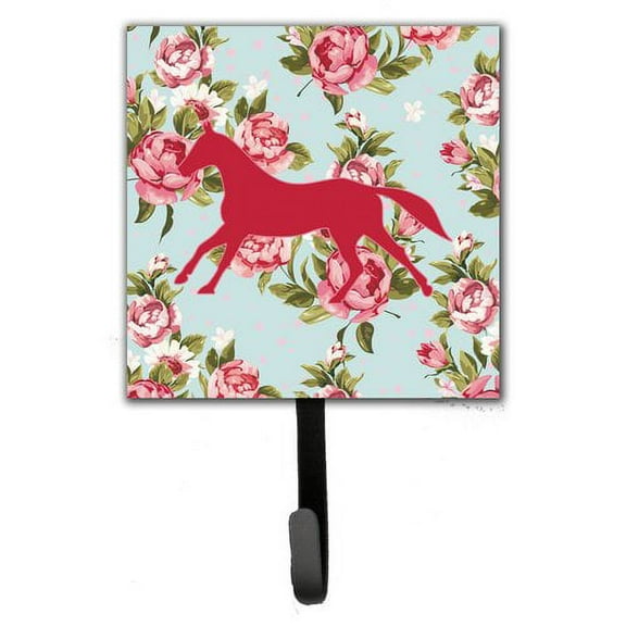 Caroline's Treasures BB1003-RS-BU-SH4 Horse Shabby Chic Blue Roses Leash or Key Holder, Blue, Single Hook, multicolor