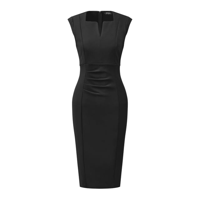 Vestido de oficina Allegra K con cuello en V y manga casquillo Negro M