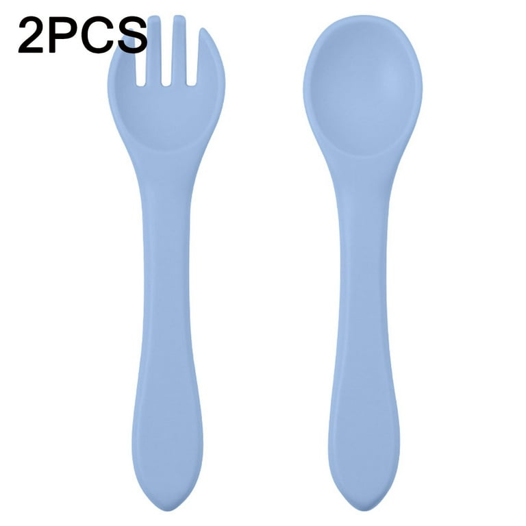 2pcs Silicone Baby Spoon Set, Baby First Stage Feeding Spoon, Easy to Place Gums, Flexible Design, Encourage Self Feeding, Super Durable and Non