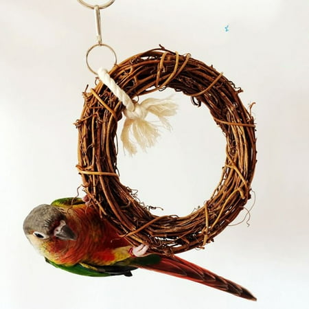 Walbest Bird Perches for Cage, Parrot Swing Toys Natural Fruit Wood Circle Ring Parakeet Perch Stand Platform Cage Accessories for Budgie Conure Finches Exercise