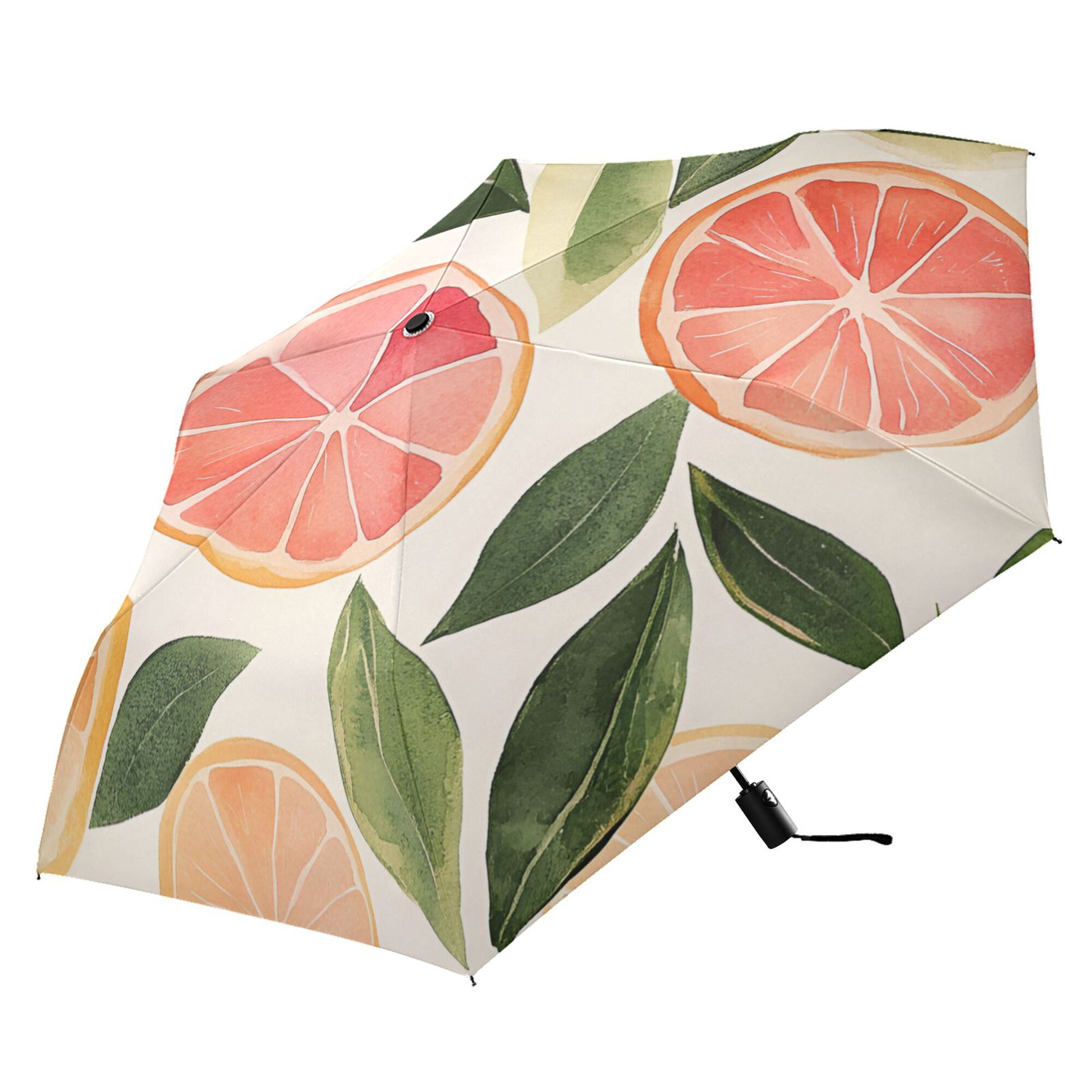FORMRS Travel Umbrella Folding Auto Open Close Windproof Rain UV Protection, Watercolor Grapefruit