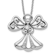 Sentimental Expressions Sterling Silver Rhodium-plated CZ Angel of Kindness 18in Angel Necklace Q-QSX506