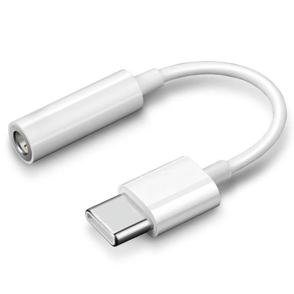 USB‑C to 3.5mm Audio Adapter, Type‑C Aux Jack Converter, for Headphones, White