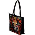 thumbnail image 3 of Fragmented Flowers Canvas Leather Mix Tote Bag with Twill, Sponge, and Jeanette Material | 30x10.5x39cm/11.8x4.1x15.4in Size, 3 of 5