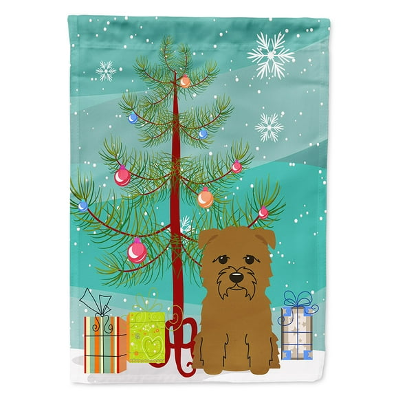 Caroline's Treasures BB4185GF Merry Christmas Tree Glen of Imal Tan Flag Garden Size , Small, multicolor